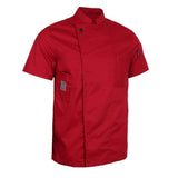 Maxbell Unisex Short Sleeves Chef Jacket Waiter Coat Cooks Uniform Apparel 3XL Red