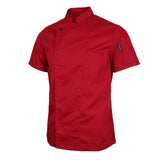Maxbell Unisex Short Sleeves Chef Jacket Waiter Coat Cooks Uniform Apparel 3XL Red