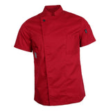 Maxbell Unisex Short Sleeves Chef Jacket Waiter Coat Cooks Uniform Apparel 3XL Red