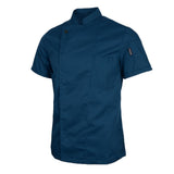 Maxbell Unisex Short Sleeves Chef Jacket Waiter Coat Cooks Uniform Apparel 3XL Blue