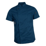 Maxbell Unisex Short Sleeves Chef Jacket Waiter Coat Cooks Uniform Apparel 3XL Blue