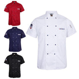Maxbell Chef Jacket Coat Uniform Short Sleeve Hotel Kitchen Cook Apparel M White