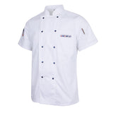 Maxbell Chef Jacket Coat Uniform Short Sleeve Hotel Kitchen Cook Apparel M White
