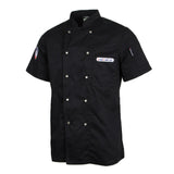 Maxbell Chef Jacket Coat Uniform Short Sleeve Hotel Kitchen Cook Apparel 3XL Black