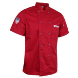 Maxbell Chef Jacket Coat Uniform Short Sleeve Hotel Kitchen Cook Apparel 2XL Red