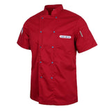 Maxbell Chef Jacket Coat Uniform Short Sleeve Hotel Kitchen Cook Apparel 2XL Red