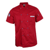 Maxbell Chef Jacket Coat Uniform Short Sleeve Hotel Kitchen Cook Apparel 2XL Red