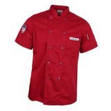 Maxbell Chef Jacket Coat Uniform Short Sleeve Hotel Kitchen Cook Apparel 2XL Red