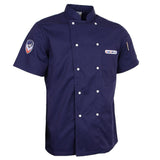 Maxbell Chef Jacket Coat Uniform Short Sleeve Hotel Kitchen Cook Apparel L Blue
