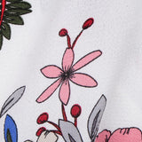 Maxbell Women's V-Neck Bell Sleeve Blouse Floral Print Wrap Front Top Shirt L White