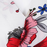Maxbell Women's V-Neck Bell Sleeve Blouse Floral Print Wrap Front Top Shirt L White