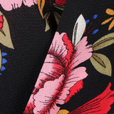 Maxbell Women's V-Neck Bell Sleeve Blouse Floral Print Wrap Front Top Shirt M Black