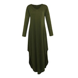 Maxbell Womens Casual V Neck  Long Sleeve Side Split Maxi Dress with Pocket Green XL