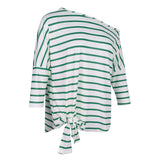 Maxbell Womens Casual Oblique Shoulder Cross Stripe T-shirt with Batwing Sleeve L Green