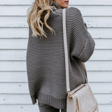 Maxbell Womens Turtleneck Chunky Knit Sweater Pullover Long Sleeves S Gray