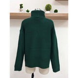 Maxbell Womens Turtleneck Chunky Knit Sweater Pullover Long Sleeves L Green