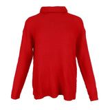 Maxbell Womens Turtleneck Chunky Knit Sweater Pullover Long Sleeves M Red