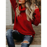 Maxbell Womens Turtleneck Chunky Knit Sweater Pullover Long Sleeves XL Red