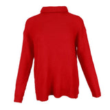 Maxbell Womens Turtleneck Chunky Knit Sweater Pullover Long Sleeves XL Red