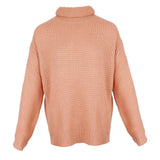 Maxbell Womens Turtleneck Chunky Knit Sweater Pullover Long Sleeves L Pink