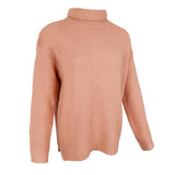 Maxbell Womens Turtleneck Chunky Knit Sweater Pullover Long Sleeves L Pink