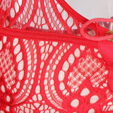 Maxbell Women's Two Pieces Lace Bandage Bikini Swimsuit Beach Swimwear Set S Red