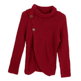 Maxbell Women Cowl Neck Chunky Cable Knit Wrap Pullover Cardigan Sweater L Wine red