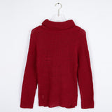 Maxbell Women Cowl Neck Chunky Cable Knit Wrap Pullover Cardigan Sweater L Wine red