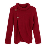Maxbell Women Cowl Neck Chunky Cable Knit Wrap Pullover Cardigan Sweater L Wine red