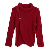 Maxbell Women Cowl Neck Chunky Cable Knit Wrap Pullover Cardigan Sweater L Wine red