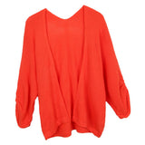 Maxbell Women's Cardigan Long Sleeve Knit Sweater Open Front Drape Coat L Orange