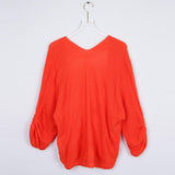 Maxbell Women's Cardigan Long Sleeve Knit Sweater Open Front Drape Coat L Orange