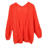 Maxbell Women's Cardigan Long Sleeve Knit Sweater Open Front Drape Coat L Orange