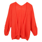 Maxbell Women's Cardigan Long Sleeve Knit Sweater Open Front Drape Coat L Orange