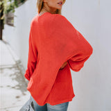 Maxbell Women's Cardigan Long Sleeve Knit Sweater Open Front Drape Coat L Orange