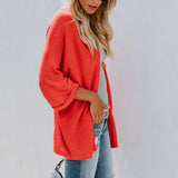 Maxbell Women's Cardigan Long Sleeve Knit Sweater Open Front Drape Coat L Orange