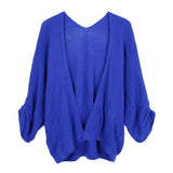 Maxbell Women's Cardigan Long Sleeve Knit Sweater Open Front Drape Coat XL Royalblue