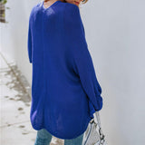 Maxbell Women's Cardigan Long Sleeve Knit Sweater Open Front Drape Coat XL Royalblue