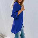 Maxbell Women's Cardigan Long Sleeve Knit Sweater Open Front Drape Coat XL Royalblue
