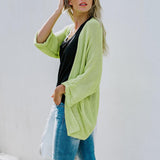 Maxbell Women's Cardigan Long Sleeve Knit Sweater Open Front Drape Coat L Green
