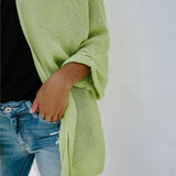 Maxbell Women's Cardigan Long Sleeve Knit Sweater Open Front Drape Coat L Green