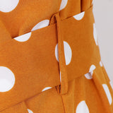 Womens Polka Dots Wide Leg Jumpsuit Romper Beach Holiday with Belt S Yellow