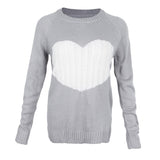 Maxbell Women's Pullover Sweater Crewneck Long Sleeve Heart Patchwork Top Gray M