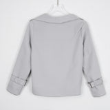 Maxbell Lady Open Front Long Sleeve Woolen Short Lapel Coat Cardigan Jacket M Gray