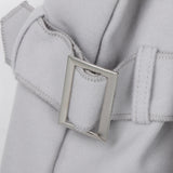 Maxbell Lady Open Front Long Sleeve Woolen Short Lapel Coat Cardigan Jacket M Gray