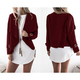 Maxbell Lady Open Front Long Sleeve Woolen Short Lapel Coat Cardigan Jacket M Red