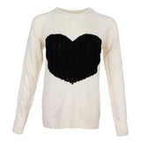 Maxbell Women's Pullover Sweater Crewneck Long Sleeve Heart Patchwork Top Beige XL