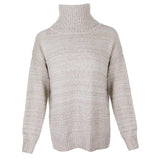 Maxbell Women Oversized Turtleneck Chunky Knit Sweater Pullover Long Sleeves L Khaki
