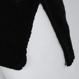 Maxbell Women's Stripe Contrast Color Long Sleeve V Neck Pullover Sweater  Black L