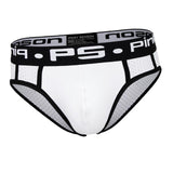 Maxbell Sexy Men Stretchy Mesh Panties Low Rise Underwear Sports Underpants L White
